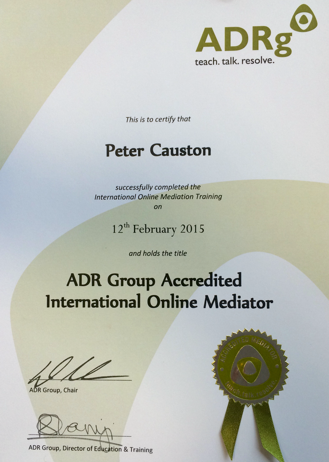 Peter Causton – ADR Group Accredited International Online Mediator
