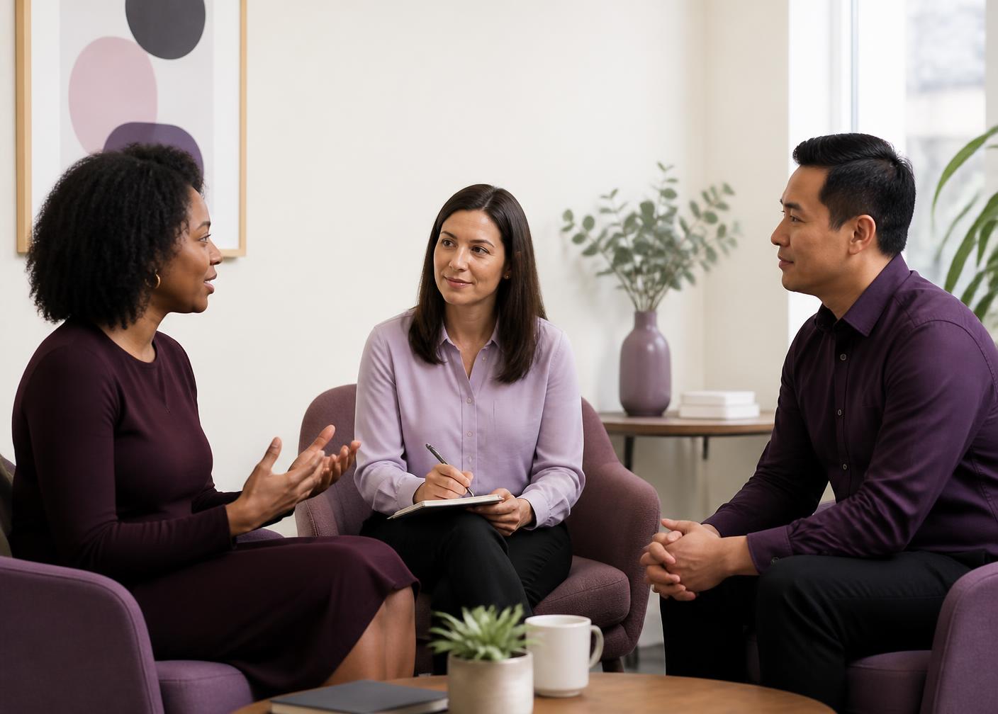 A workplace mediation between two colleagues facilitated by a neutral mediator